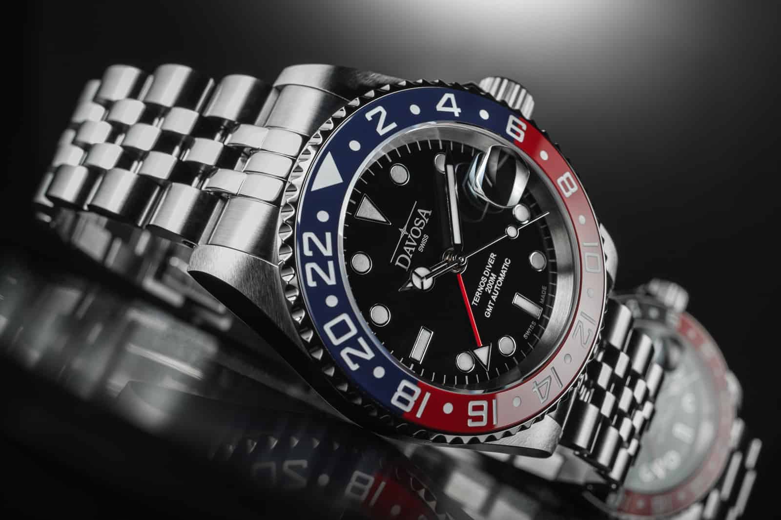 Ternos Ceramic Automatic GMT Swiss-Made Blue Red Diving Watch 16159006 GMT Davosa USA Official Distributor. Prices are Final. Tax & duties included.