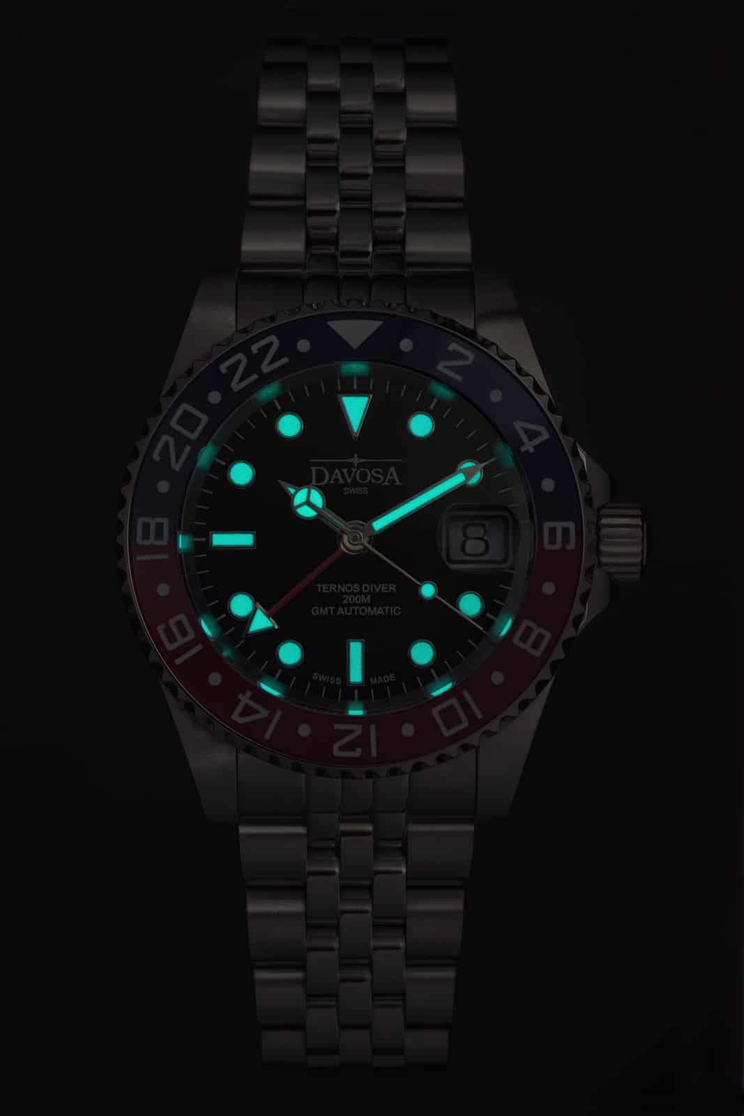 Ternos Ceramic Automatic GMT Swiss-Made Blue Red Diving Watch 16159006 GMT Davosa USA Official Distributor. Prices are Final. Tax & duties included.