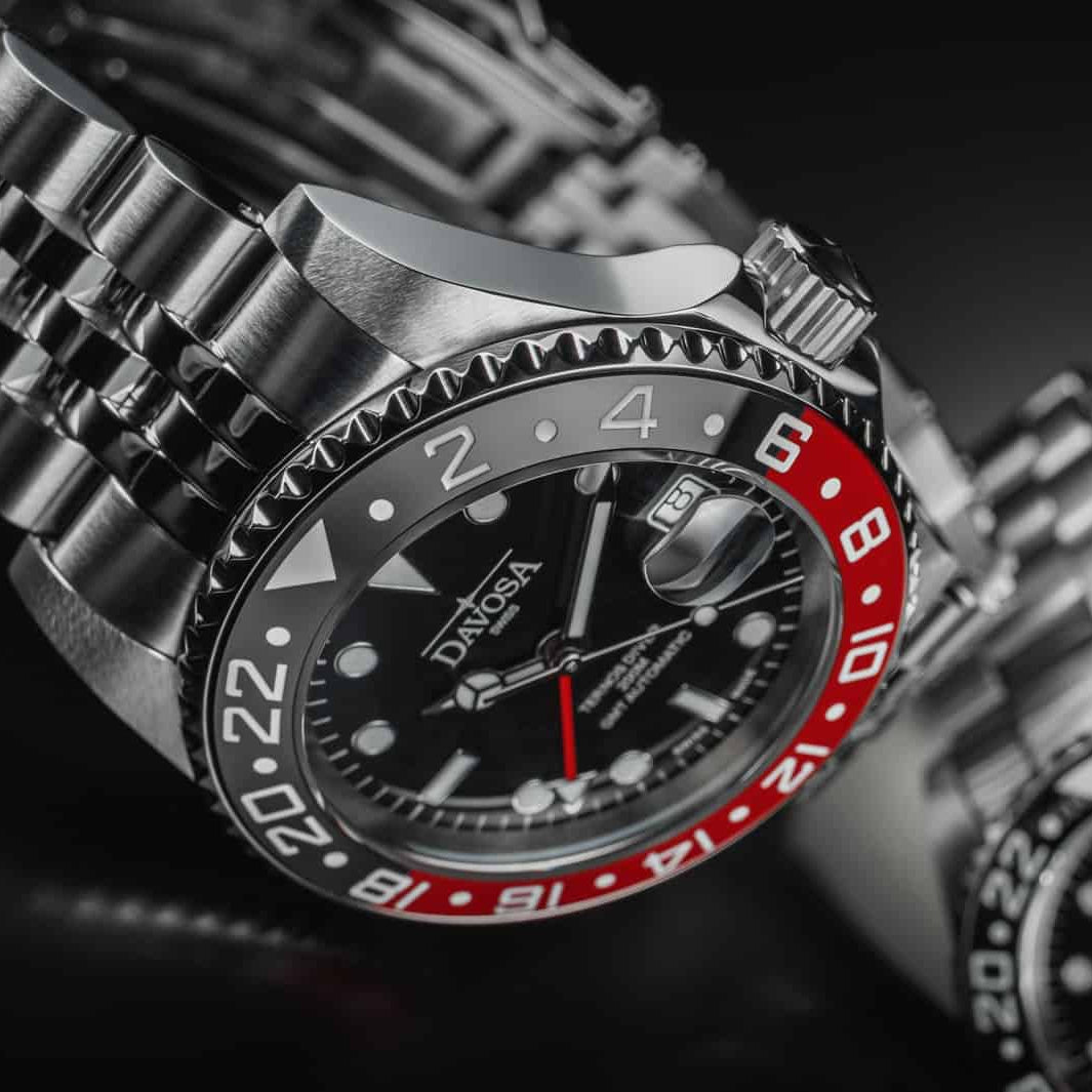 Ternos Ceramic Automatic GMT Black Red Diving Watch 16159009 Diver Davosa USA Official Distributor. Prices are Final. Tax & duties included.