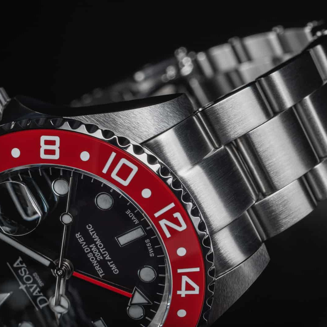 Ternos Ceramic Automatic GMT Swiss-Made Blue Red Diving Watch 16159060 GMT Davosa USA Official Distributor. Prices are Final. Tax & duties included.