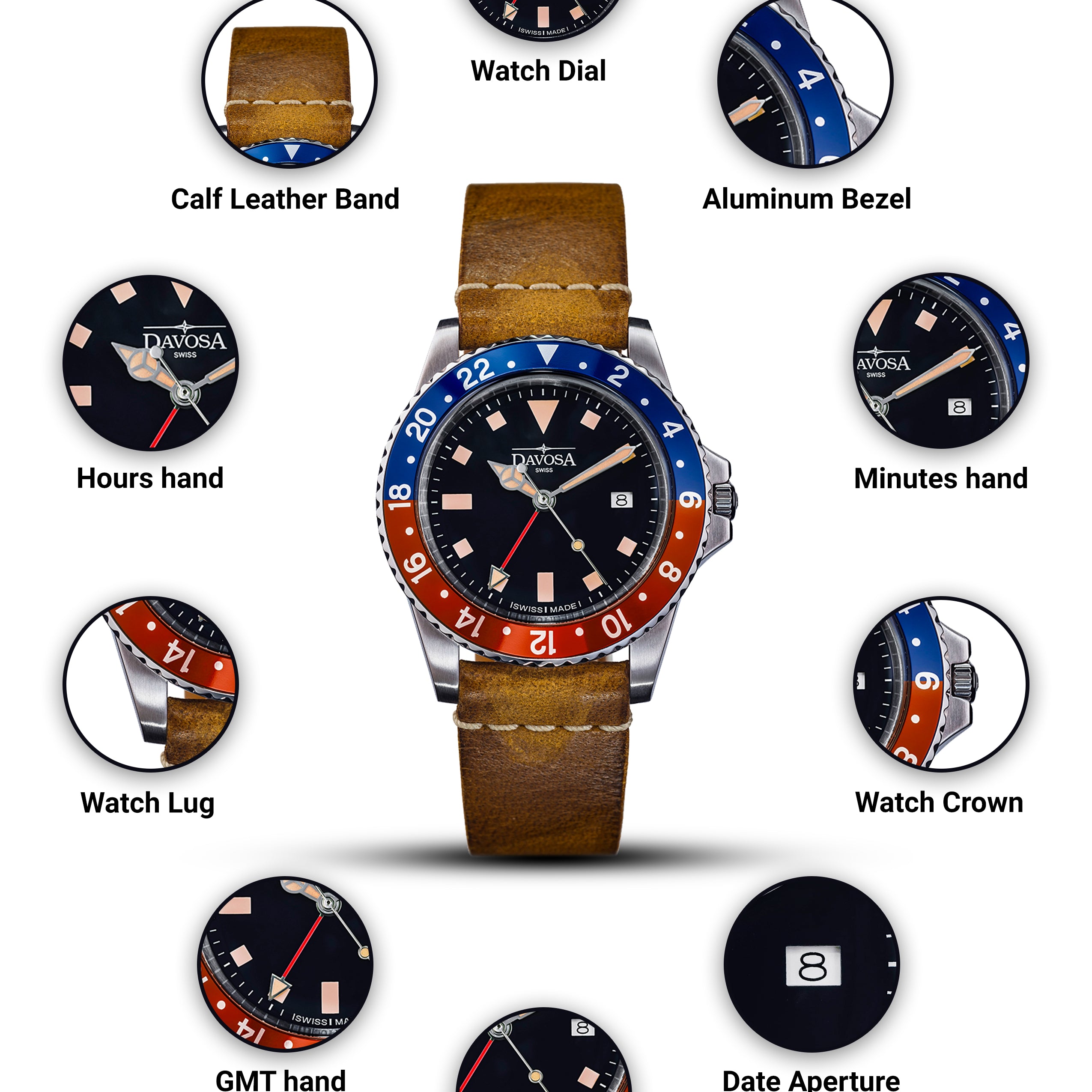Vintage Quartz 100m Red Blue Men's Diver Watch 16250095 Watches Davosa USA Official Distributor. Prices are Final. Tax & duties included.