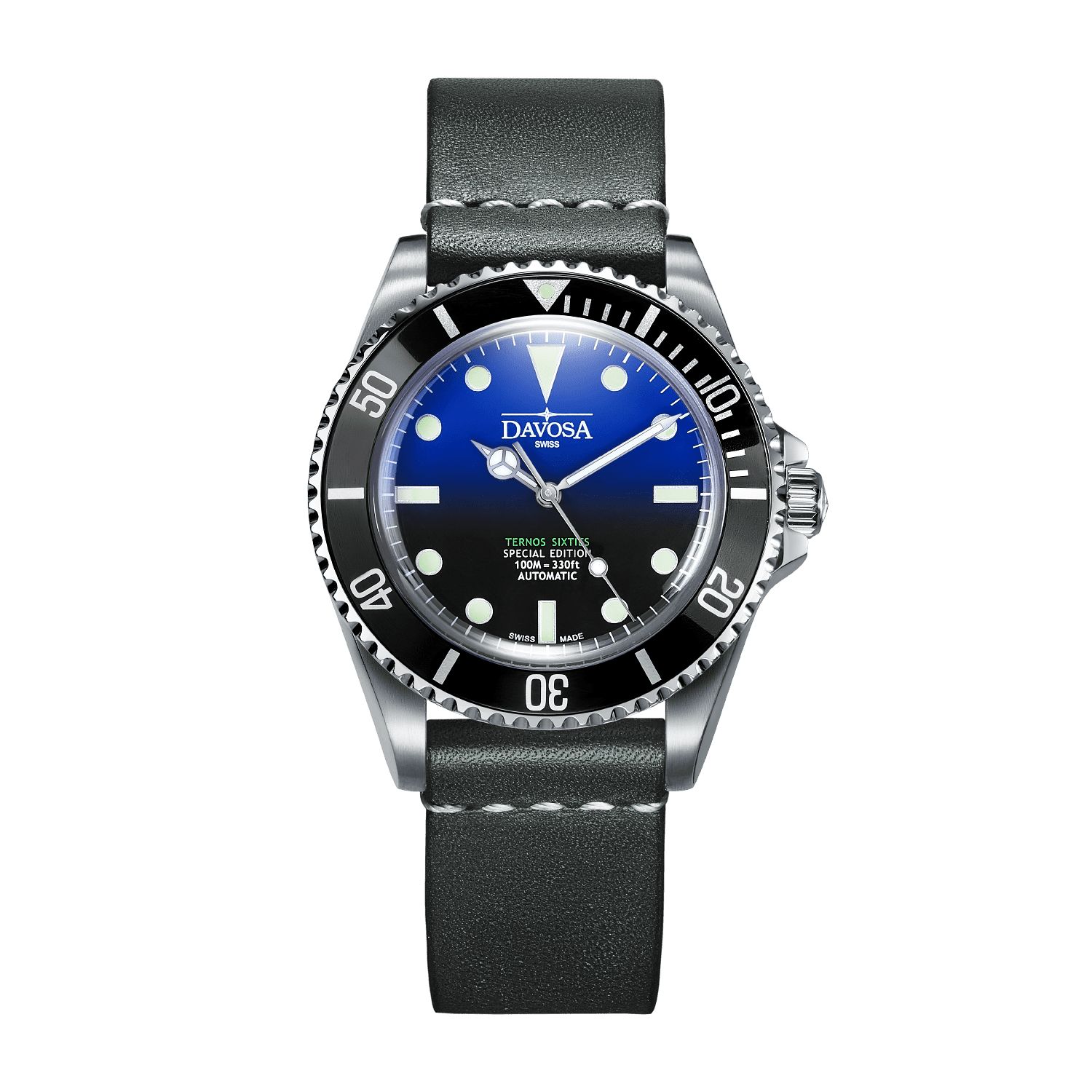 Ternos Sixties Seahorse Swiss-Made 40mm Faded Blue Sapphire Crystal Unisex Wristwatch 16152590 Special US Edition 100 units only Diver Davosa USA Official Distributor. Prices are Final. Tax & duties included.