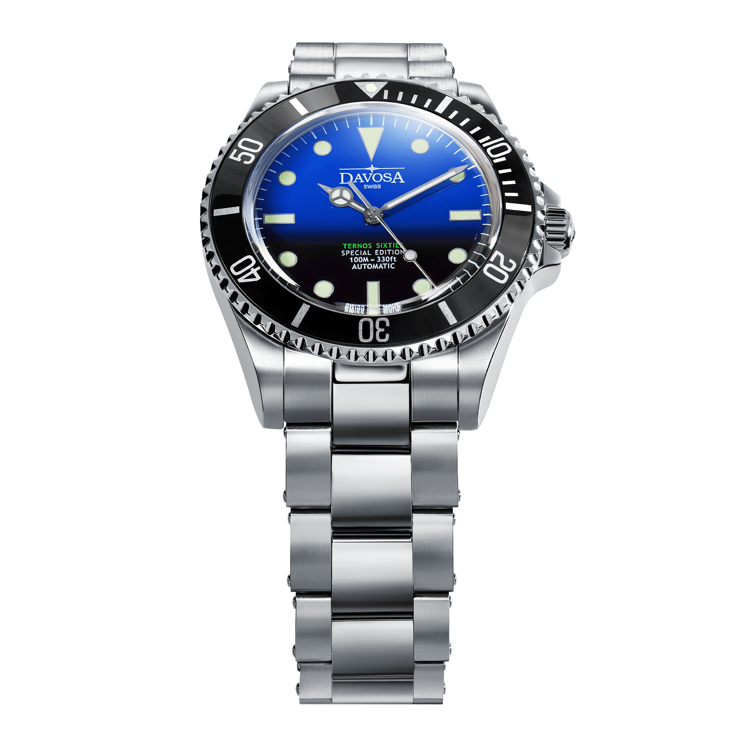 Ternos Sixties Seahorse Swiss-Made 40mm Faded Blue Sapphire Crystal Unisex Wristwatch 16152590 Special US Edition 100 units only Diver Davosa USA Official Distributor. Prices are Final. Tax & duties included.