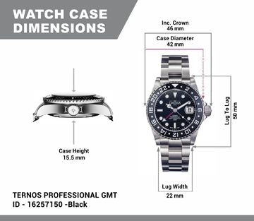 Ternos Professional Automatic 200m GMT Black Diving Watch 16157150 GMT Davosa USA Official Distributor. Prices are Final. Tax & duties included.