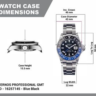 Ternos Professional Automatic 200m GMT Black Blue Diving Watch 16157145 GMT Davosa USA Official Distributor. Prices are Final. Tax & duties included.