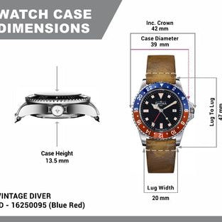 Vintage Quartz 100m Red Blue Men's Diver Watch 16250095 Watches Davosa USA Official Distributor. Prices are Final. Tax & duties included.