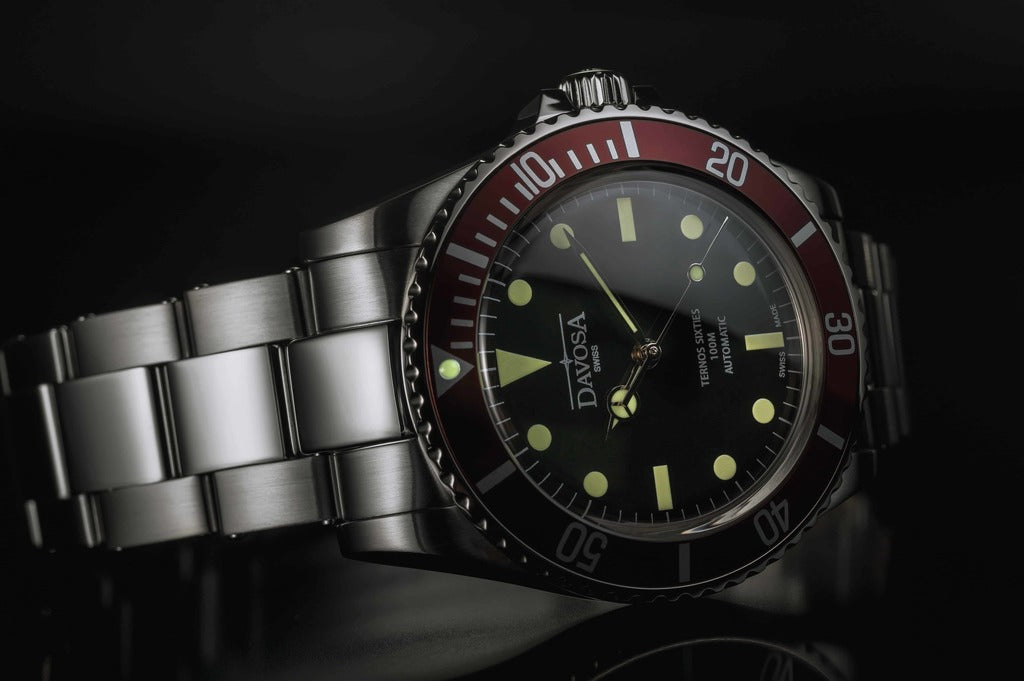 Ternos Sixties Automatic 100m Black Burgundy Diving Watch 16152560 Diver Davosa USA Official Distributor. Prices are Final. Tax & duties included.