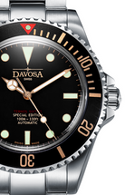 Ternos Sixties Seahorse Swiss-Made 40mm Golden touch Sapphire Crystal Unisex Wristwatch 16152591 Special US Edition 100 units only Diver Davosa USA Official Distributor. Prices are Final. Tax & duties included.