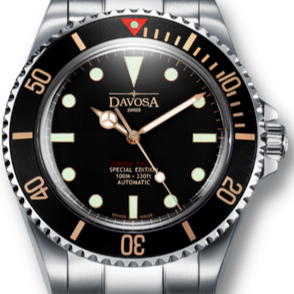 Ternos Sixties Seahorse Swiss-Made 40mm Golden touch Sapphire Crystal Unisex Wristwatch 16152591 Special US Edition 100 units only Diver Davosa USA Official Distributor. Prices are Final. Tax & duties included. 40mm Black-Rose Gold TriaLink