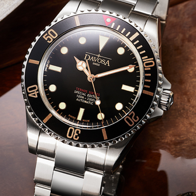 Ternos Sixties Seahorse Swiss-Made 40mm Golden touch Sapphire Crystal Unisex Wristwatch 16152591 Special US Edition 100 units only Diver Davosa USA Official Distributor. Prices are Final. Tax & duties included.