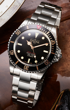 Ternos Sixties Seahorse Swiss-Made 40mm Golden touch Sapphire Crystal Unisex Wristwatch 16152591 Special US Edition 100 units only Diver Davosa USA Official Distributor. Prices are Final. Tax & duties included.