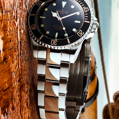 Ternos Sixties Seahorse Swiss-Made 40mm Golden touch Sapphire Crystal Unisex Wristwatch 16152591 Special US Edition 100 units only Diver Davosa USA Official Distributor. Prices are Final. Tax & duties included.