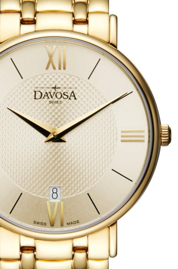 Pianos II Quartz PVD Champagne Guilloche Gold-Tone Executive Watch 16347835 Executive Davosa USA Official Distributor. Prices are Final. Tax & duties included.   