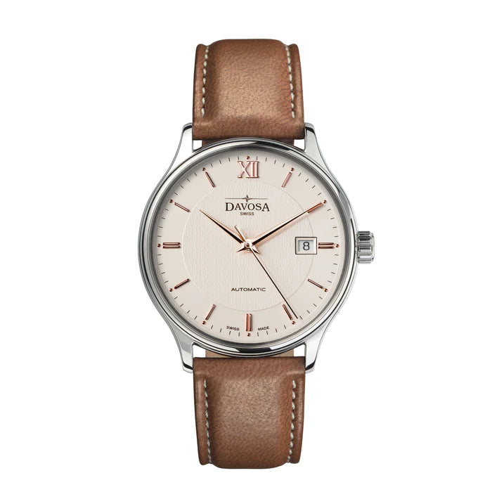 Classic Automatic Swiss-Made White Rose Gold Executive Watch 16145632V Classic Davosa USA Official Distributor. Prices are Final. Tax & duties included.   