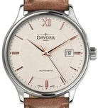 Classic Automatic Swiss-Made White Rose Gold Executive Watch 16145632V with Vegan leather AppleSkin strap Classic Davosa USA Official Distributor. Prices are Final. Tax & duties included. 40mm Off White-Bronze Leather