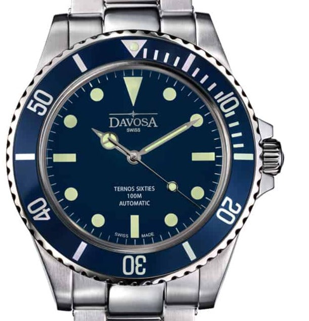 Ternos Sixties Automatic 100m Blue Diving Watch 16152540 Diver Davosa USA Official Distributor. Prices are Final. Tax & duties included. 40mm Blue Mineral