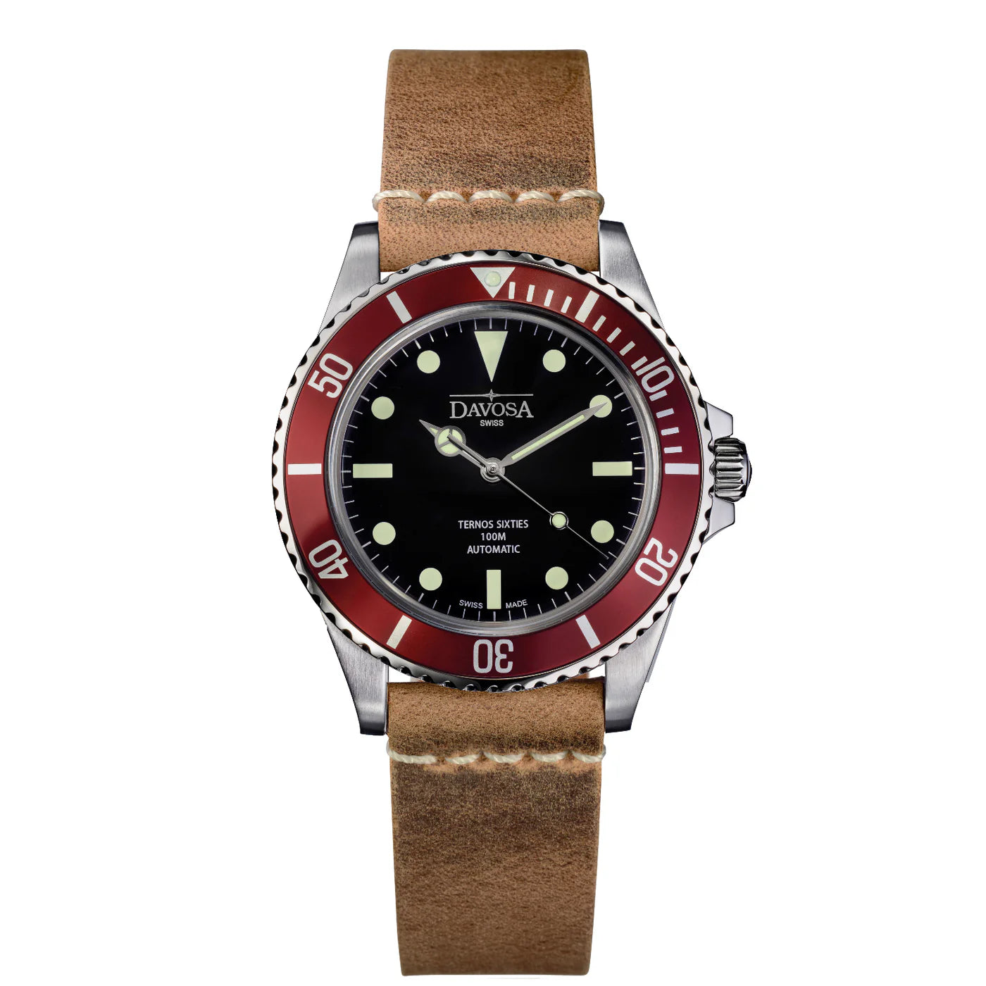 Ternos Sixties Automatic Swiss-Made Red Black Diver Watch 16152565 Diver Davosa USA Official Distributor. Prices are Final. Tax & duties included.   