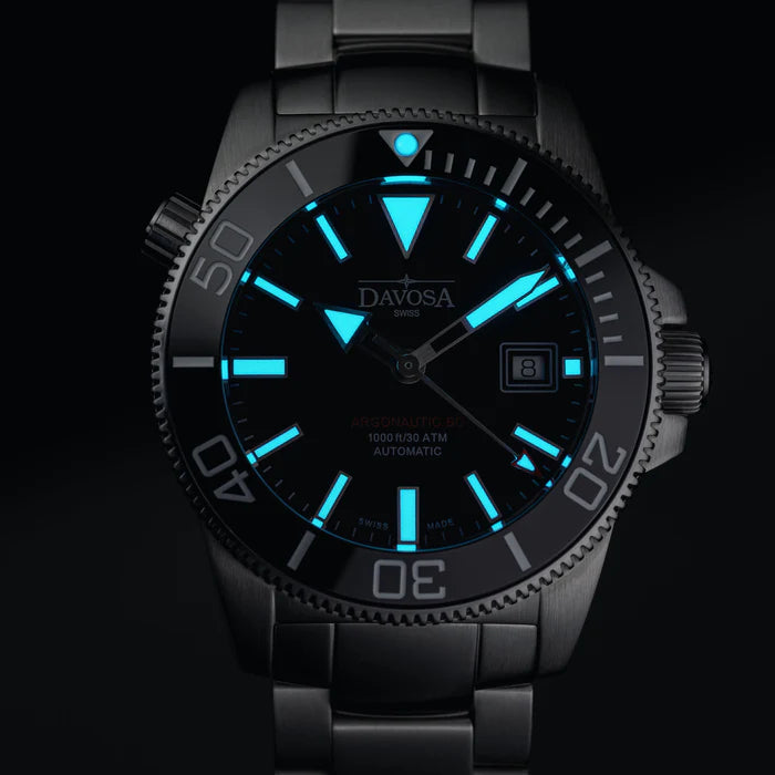 Argonautic Lumis BG Black 16152820 + Rubber Strap Bundle Diver Davosa USA   