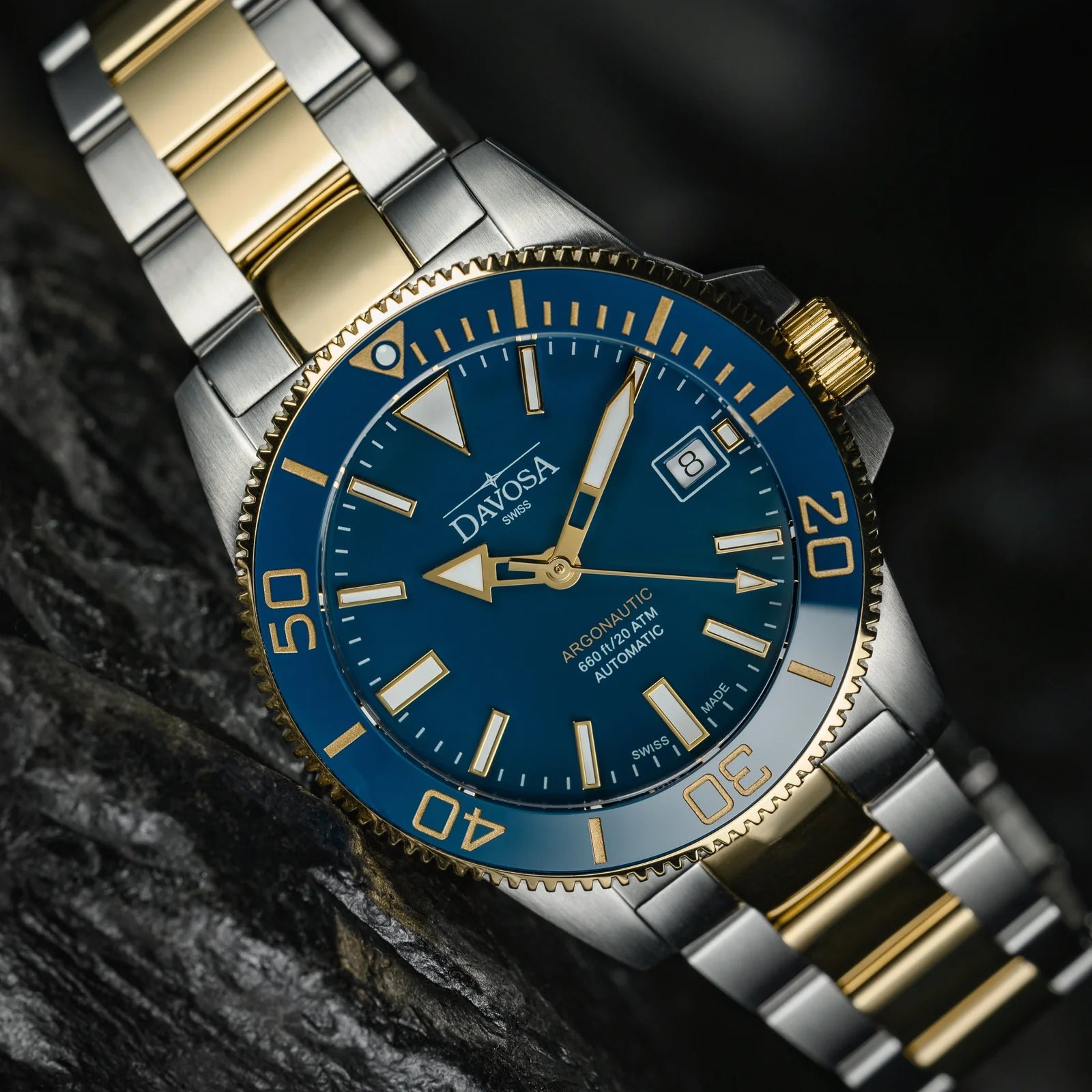 Argonautic 39 Automatic 200m Blue Gold Men's Diver Watch 16153340 Diver Davosa USA Official Distributor. Prices are Final. Tax & duties included.   