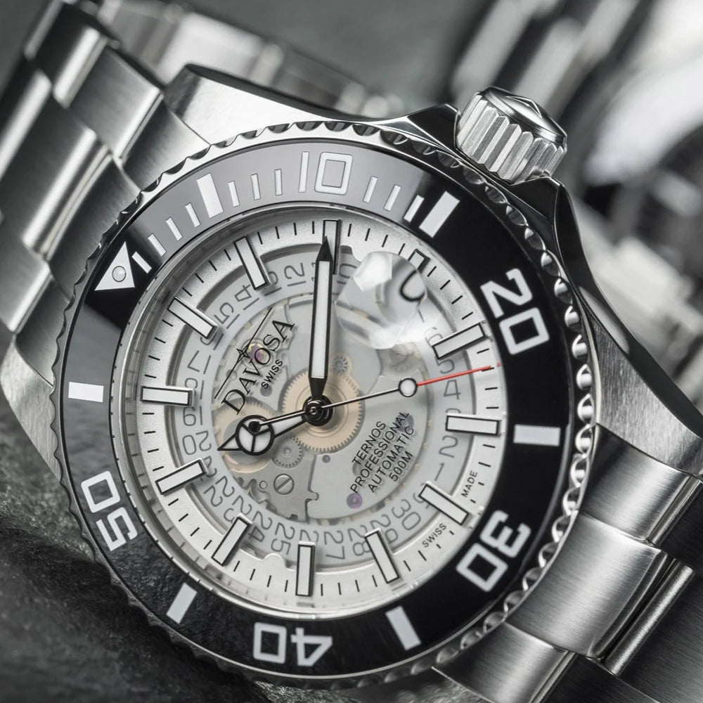 Ternos Professional Auto Nebulous 500m White Diving Watch 16153510 Diver Davosa USA Official Distributor. Prices are Final. Tax & duties included.   