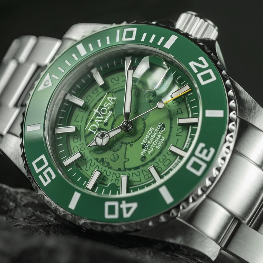 Ternos Professional Auto Nebulous 500m Green Diving Watch 16153570 Diver Davosa USA Official Distributor. Prices are Final. Tax & duties included.   