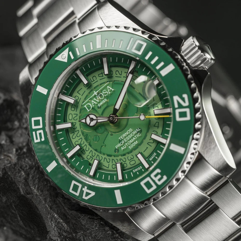 Ternos Professional Auto Nebulous 500m Green Diving Watch 16153570 Diver Davosa USA Official Distributor. Prices are Final. Tax & duties included.   