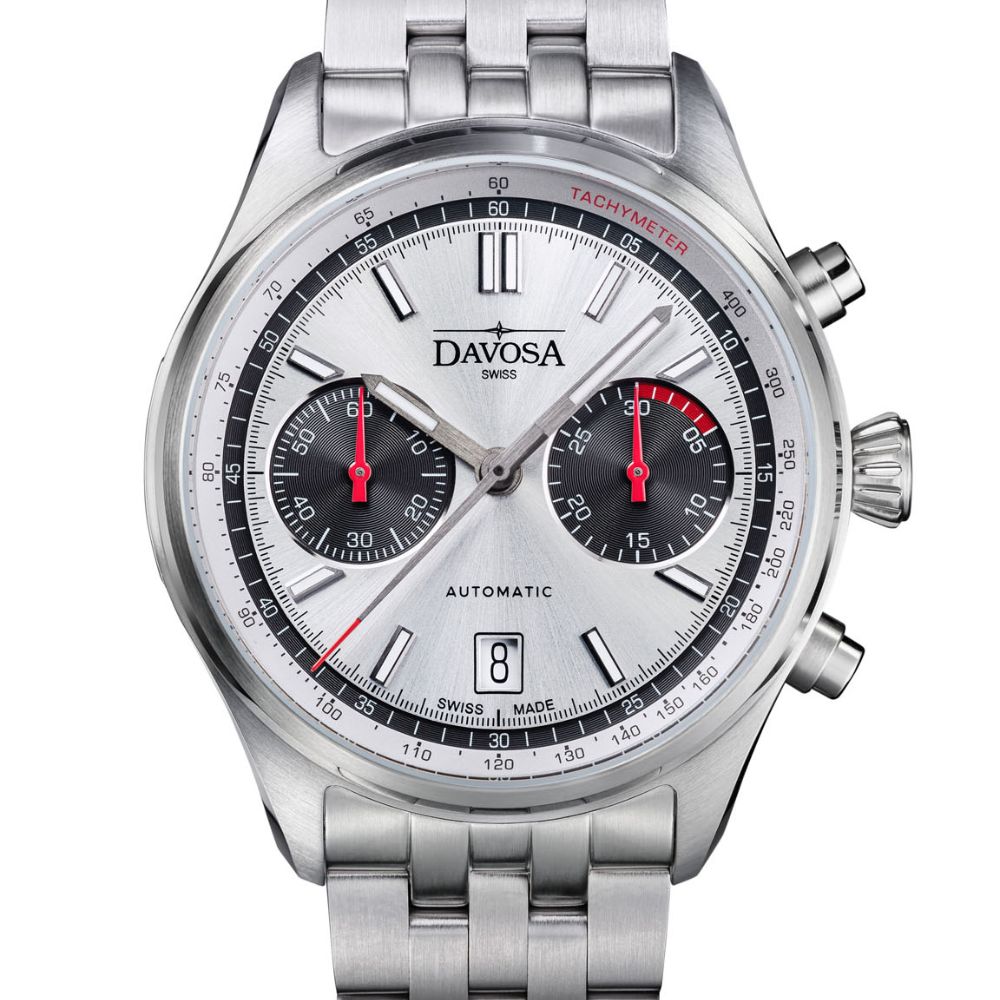 Newton Automatic Chronograph Silver Pilot Rally Watch 16153610 Limited Edition Pilot Davosa USA Official Distributor. Prices are Final. Tax & duties included. 42mm White-Black PentaLink