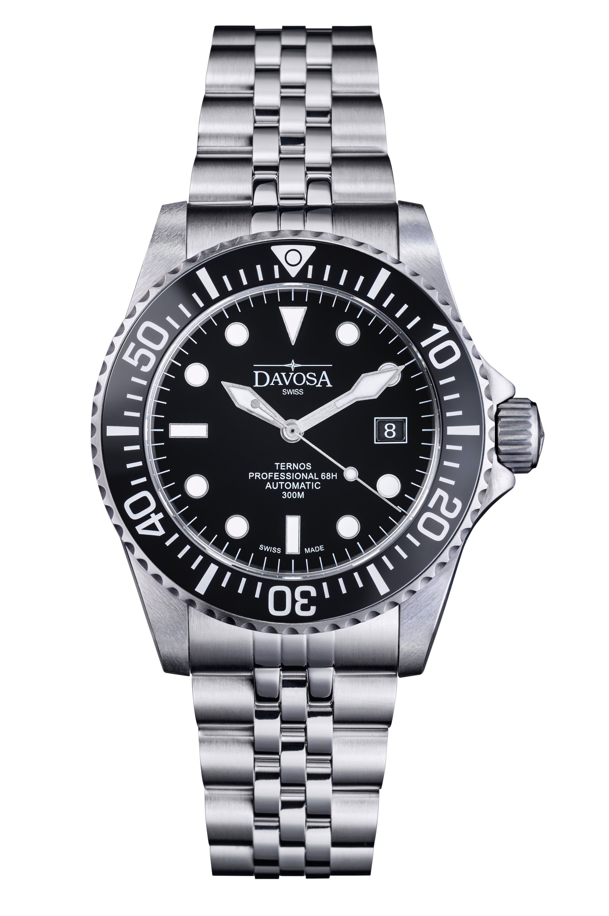 Ternos Professional 68h Automatic 300m Black Diving Watch Diver DAVOSA Swiss PentaLink