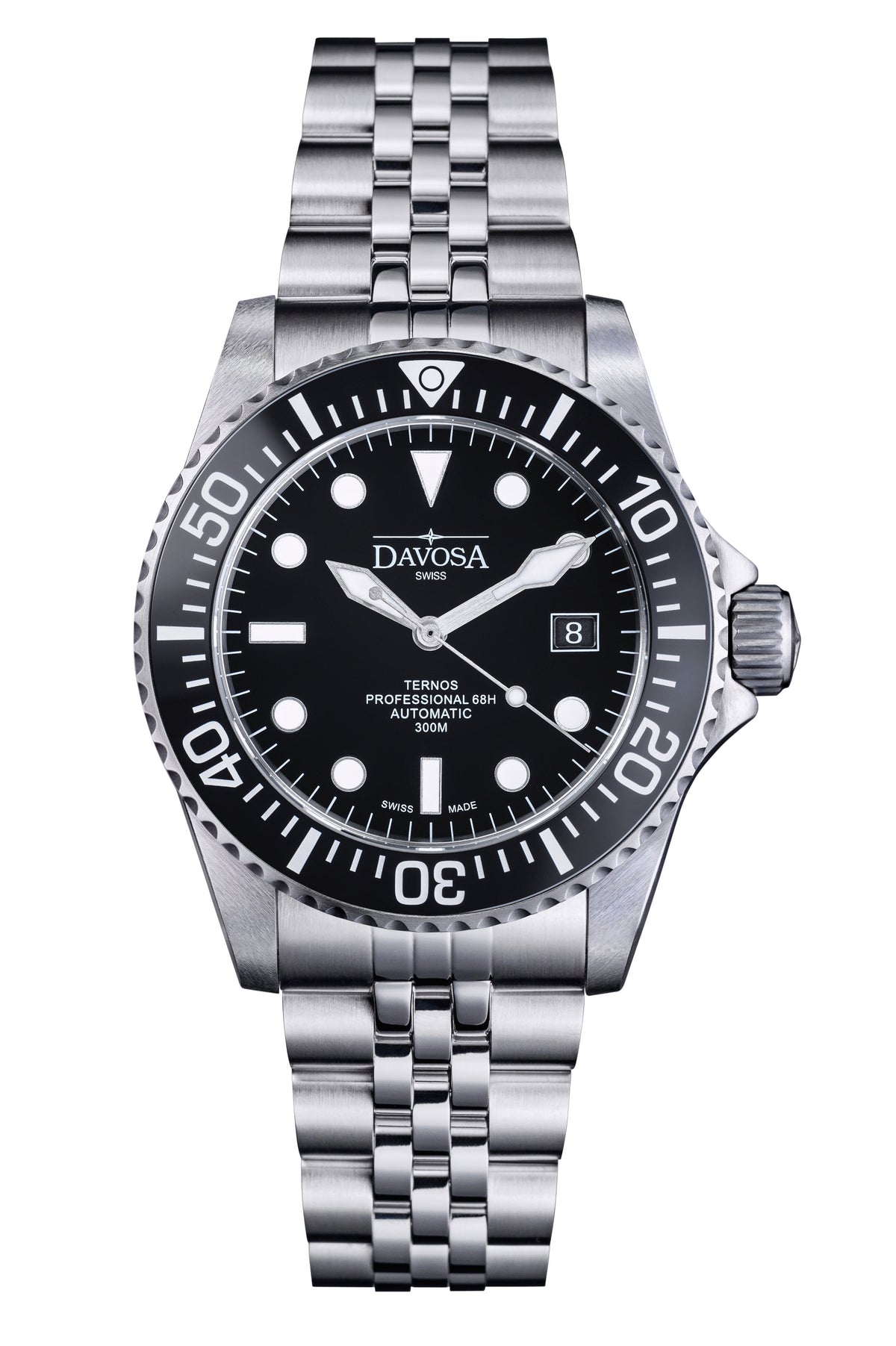 Ternos Professional 68h Automatic 300m Black Diving Watch Diver DAVOSA Swiss PentaLink
