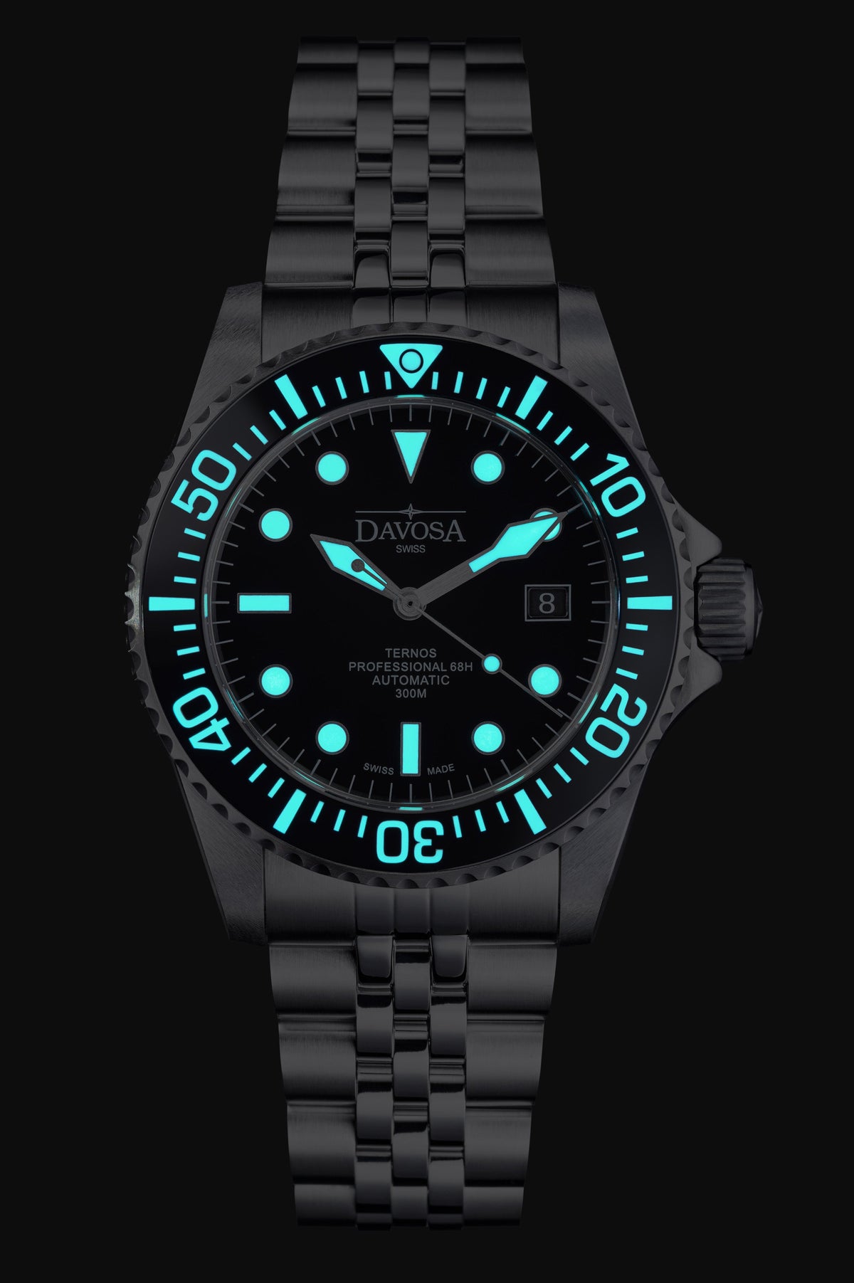 Ternos Professional 68h Automatic 300m Black Diving Watch Diver DAVOSA Swiss