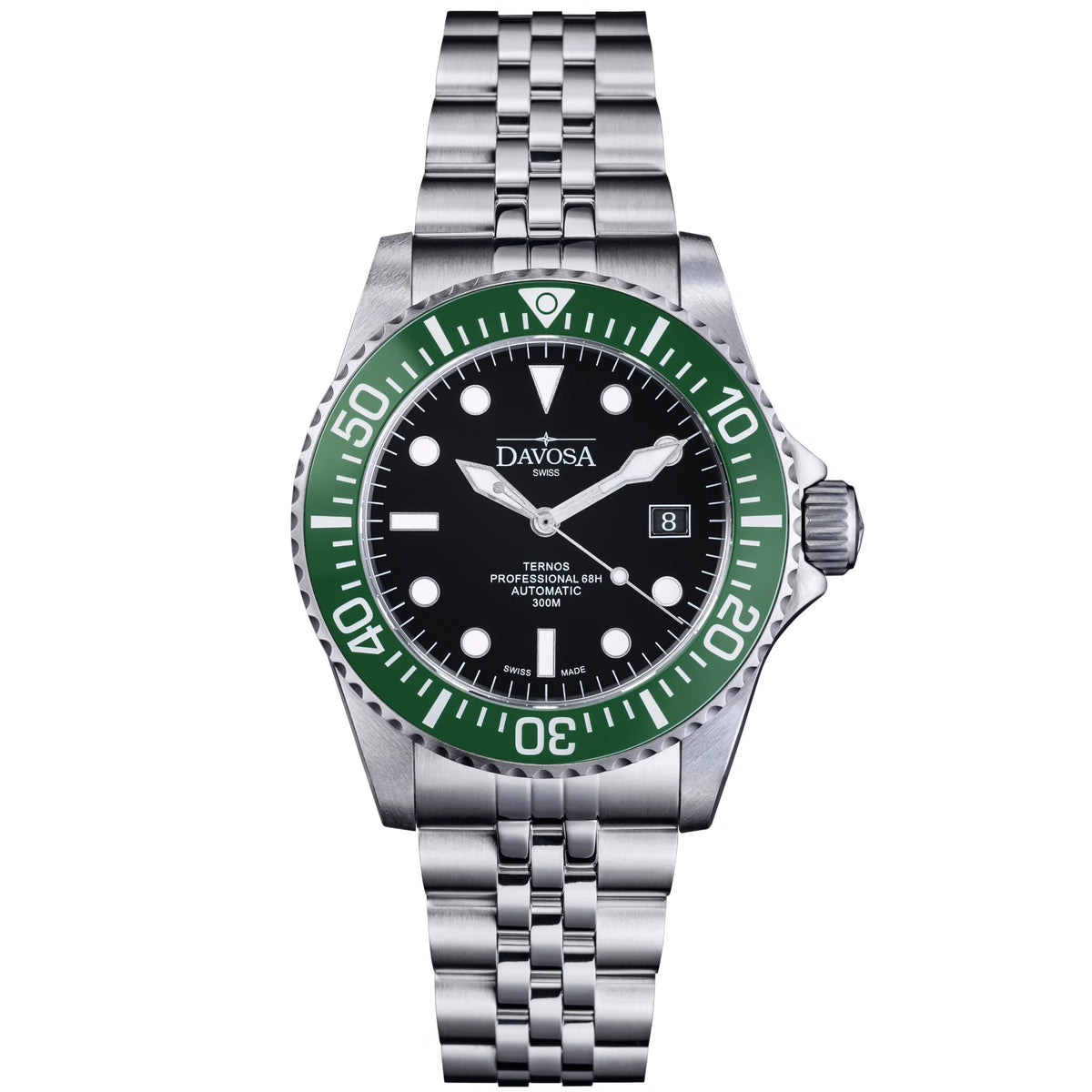 Ternos Professional 68h Automatic 300m Green Black Diving Watch Diver DAVOSA Swiss PentaLink