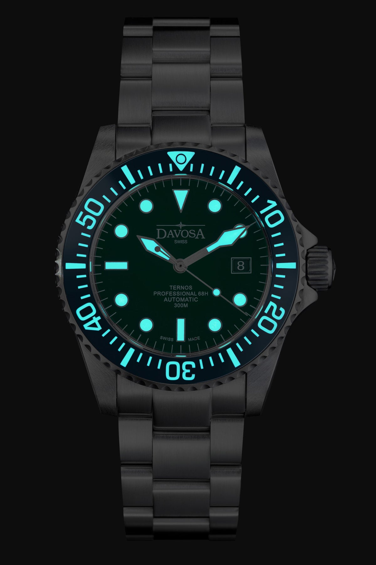 Ternos Professional 68h Automatic 300m Blue on Blue Face Diving Watch Diver DAVOSA Swiss