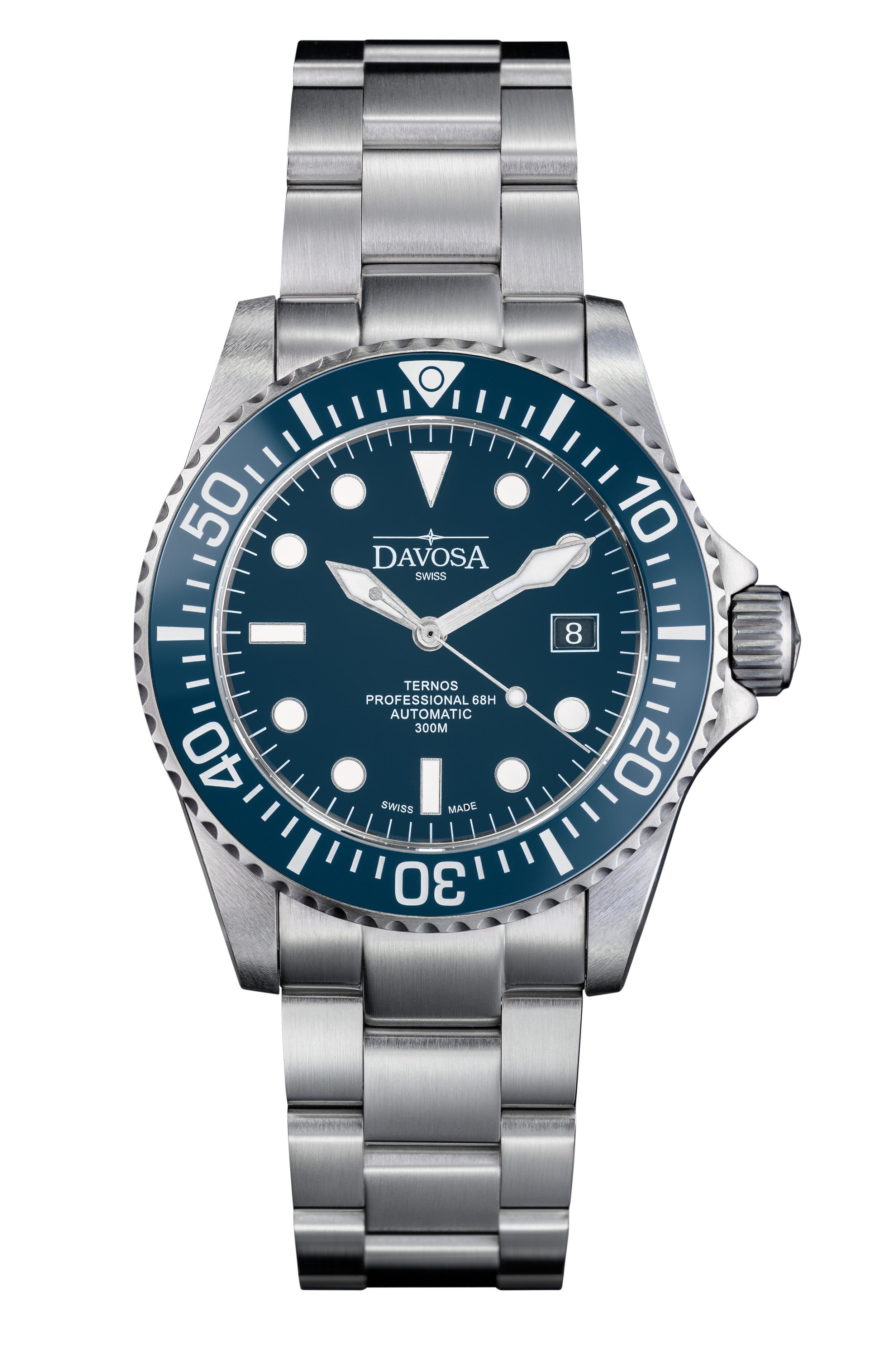 Ternos Professional 68h Automatic 300m Blue on Blue Face Diving Watch Diver DAVOSA Swiss TriaLink