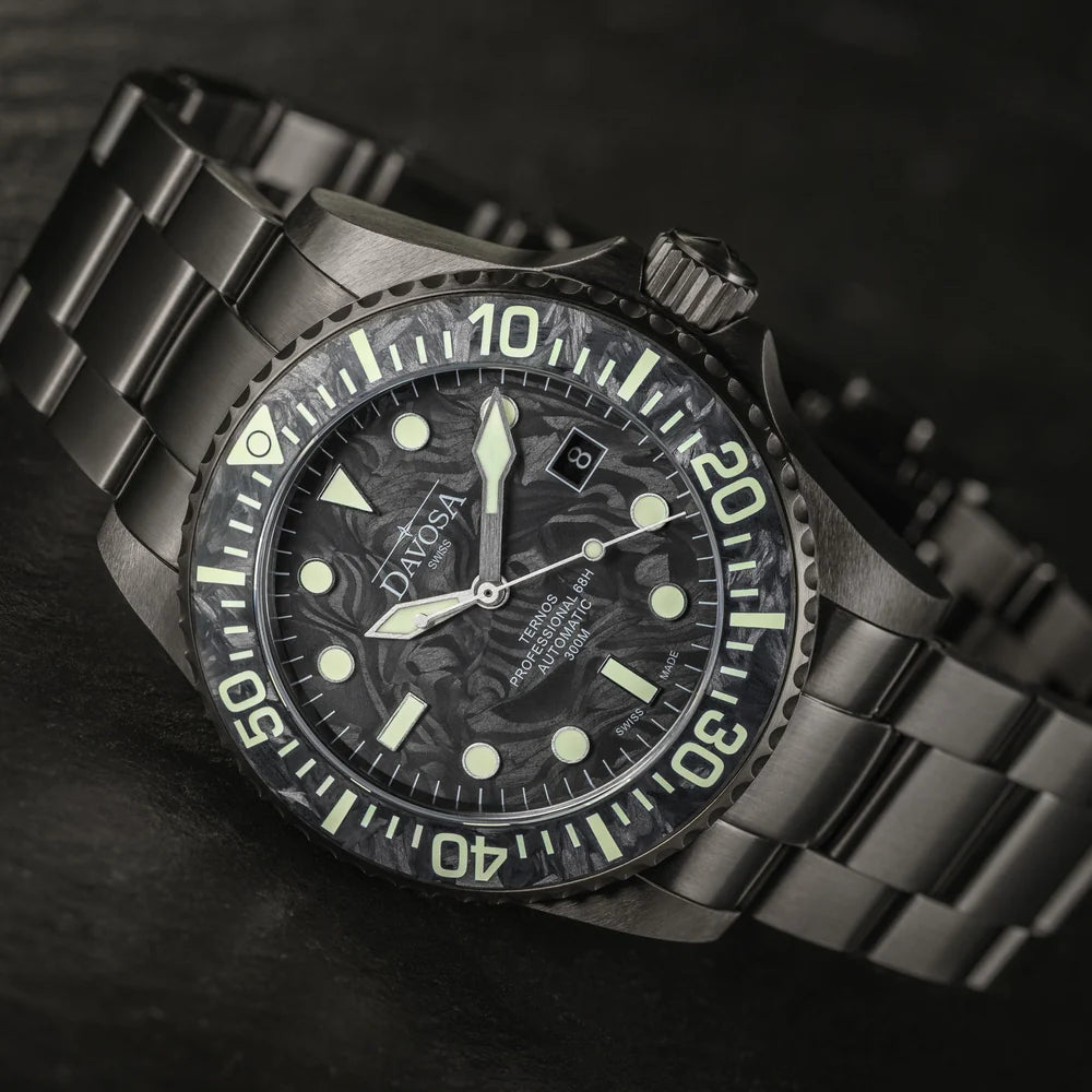 Ternos Professional 68h Carbon 300m Diving Watch 16153950 Limited Edition Diver Davosa USA Official Distributor. Prices are Final. Tax & duties included.   