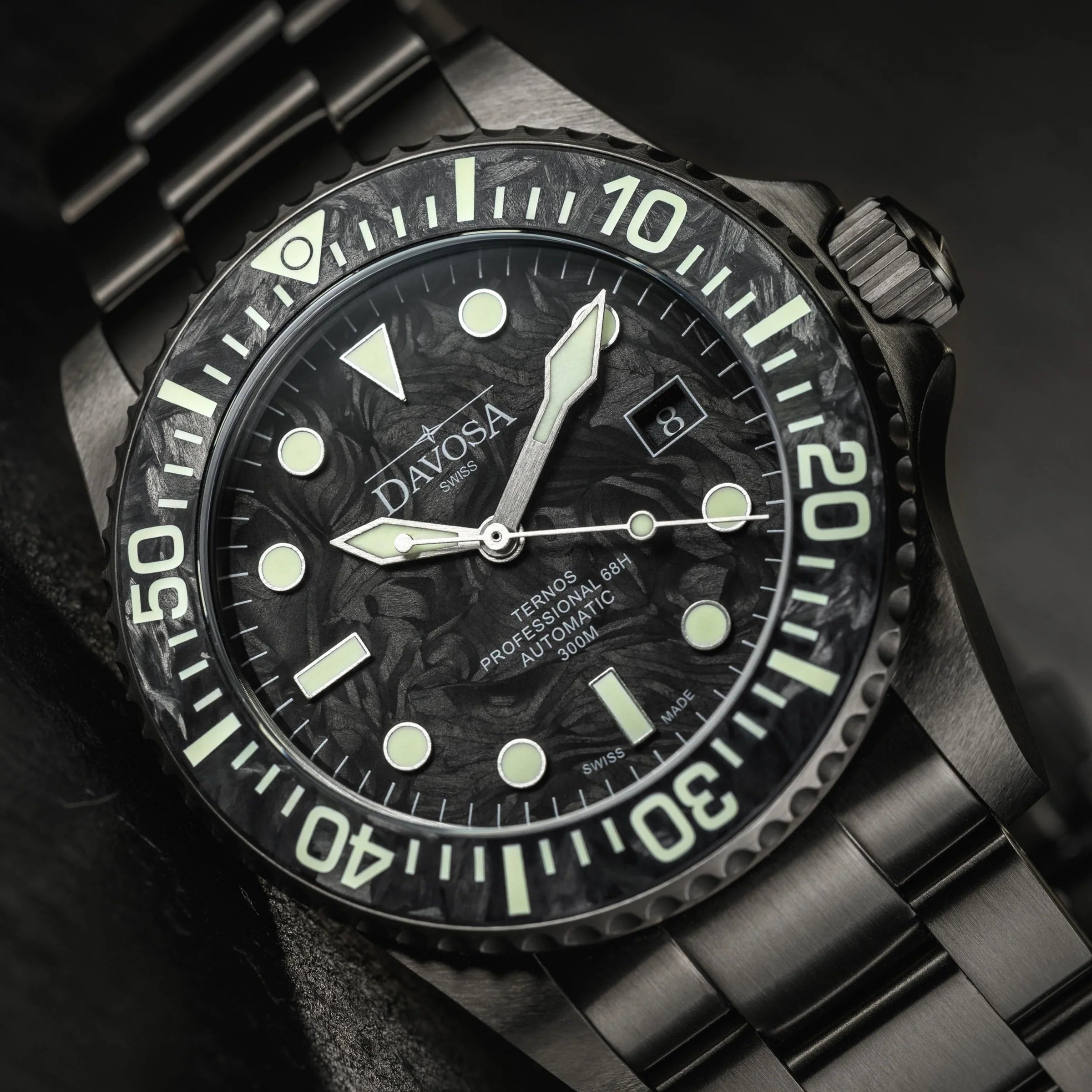 Ternos Professional 68h Carbon 300m Diving Watch 16153950 Limited Edition Diver Davosa USA Official Distributor. Prices are Final. Tax & duties included.   