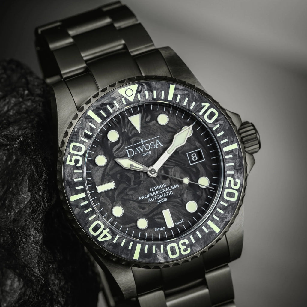 Ternos Professional 68h Carbon 300m Diving Watch 16153950 Limited Edition Diver Davosa USA Official Distributor. Prices are Final. Tax & duties included.   