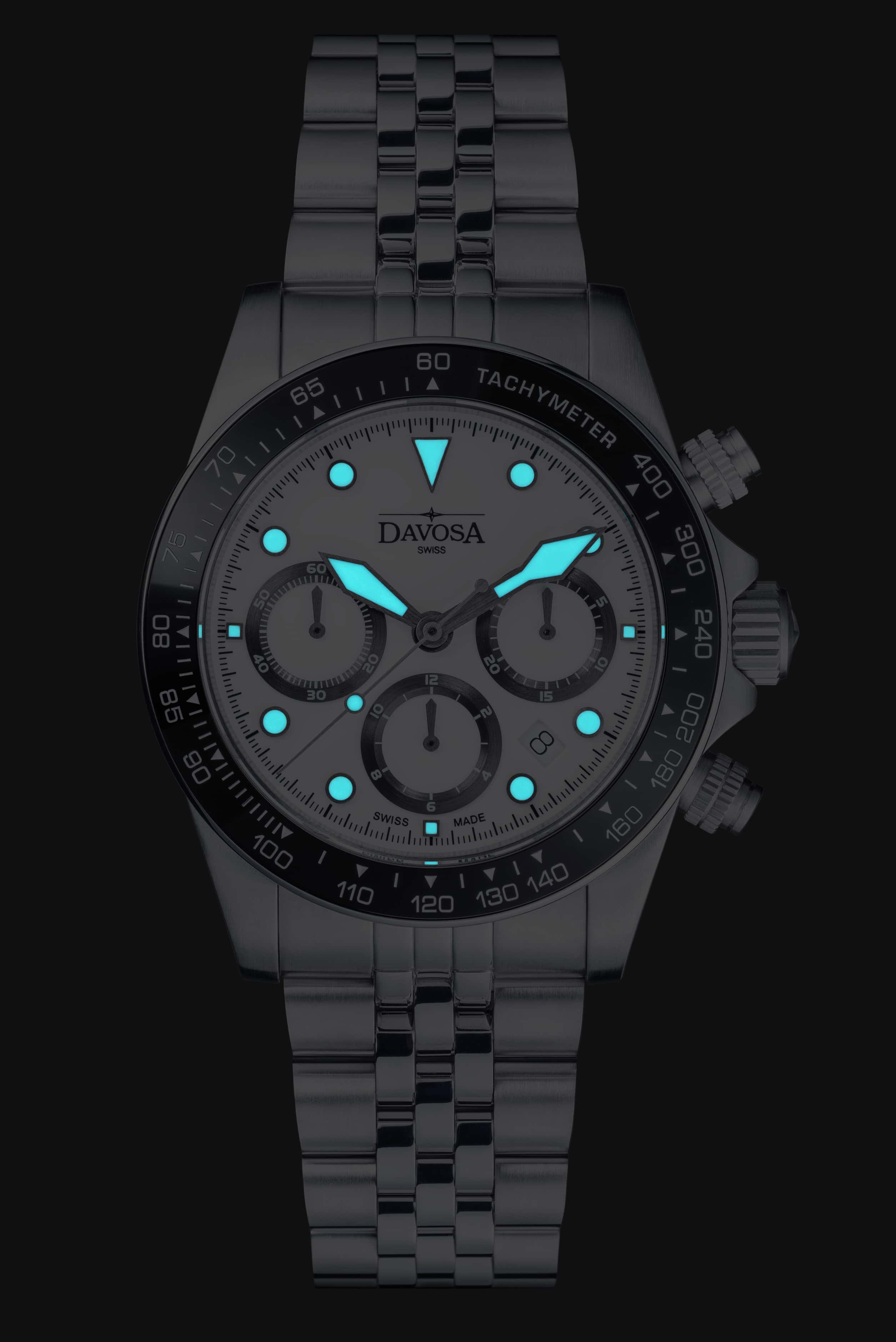 Ternos Professional Chronograph in White Dial with PentaLink Bracelet Ref. 161.543.02 Chronograph Davosa USA Official Distributor. Prices are Final. Tax & duties included.