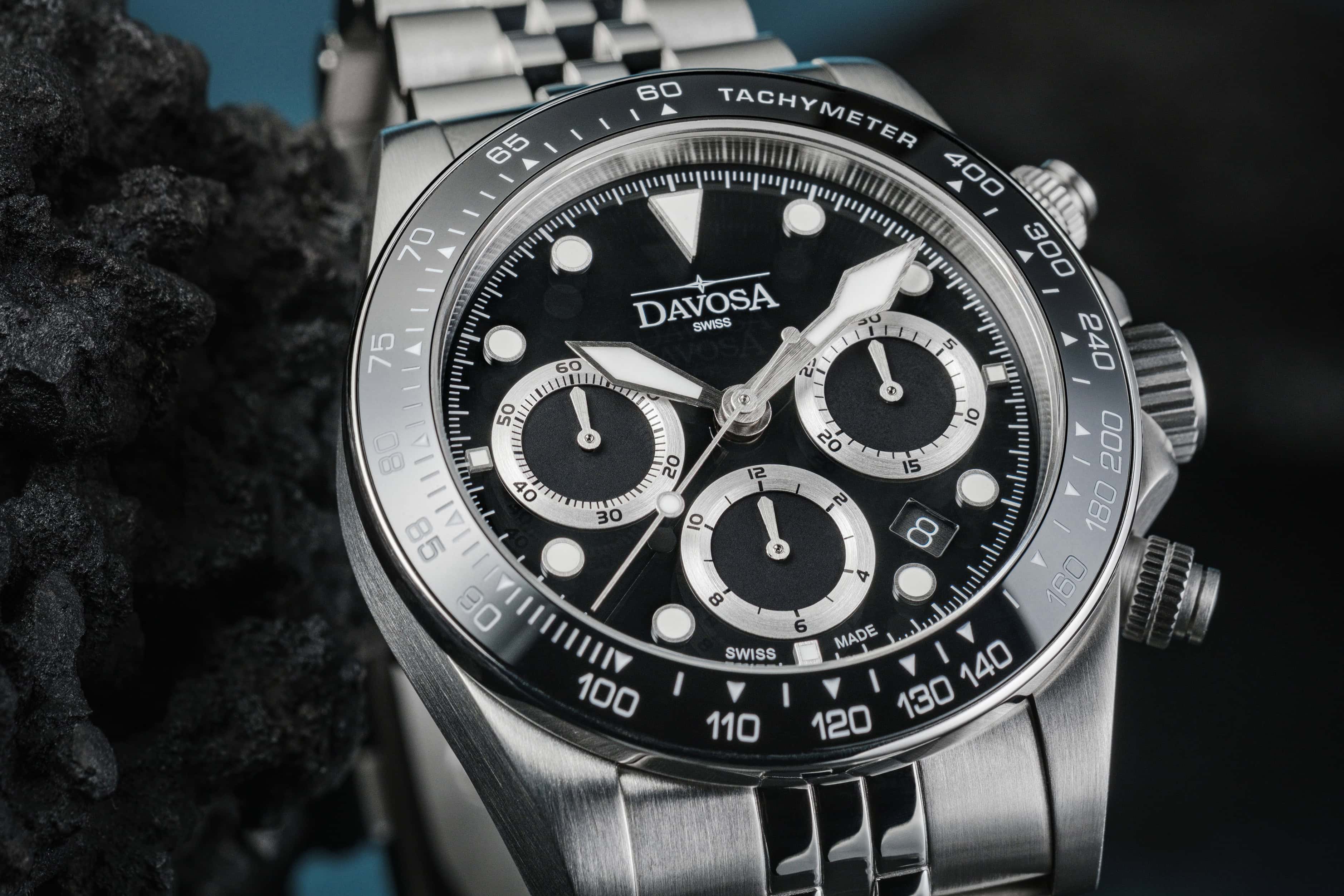 Ternos Professional Chronograph in Black Dial with PentaLink Bracelet Ref. 161.543.05 Chronograph Davosa USA Official Distributor. Prices are Final. Tax & duties included.