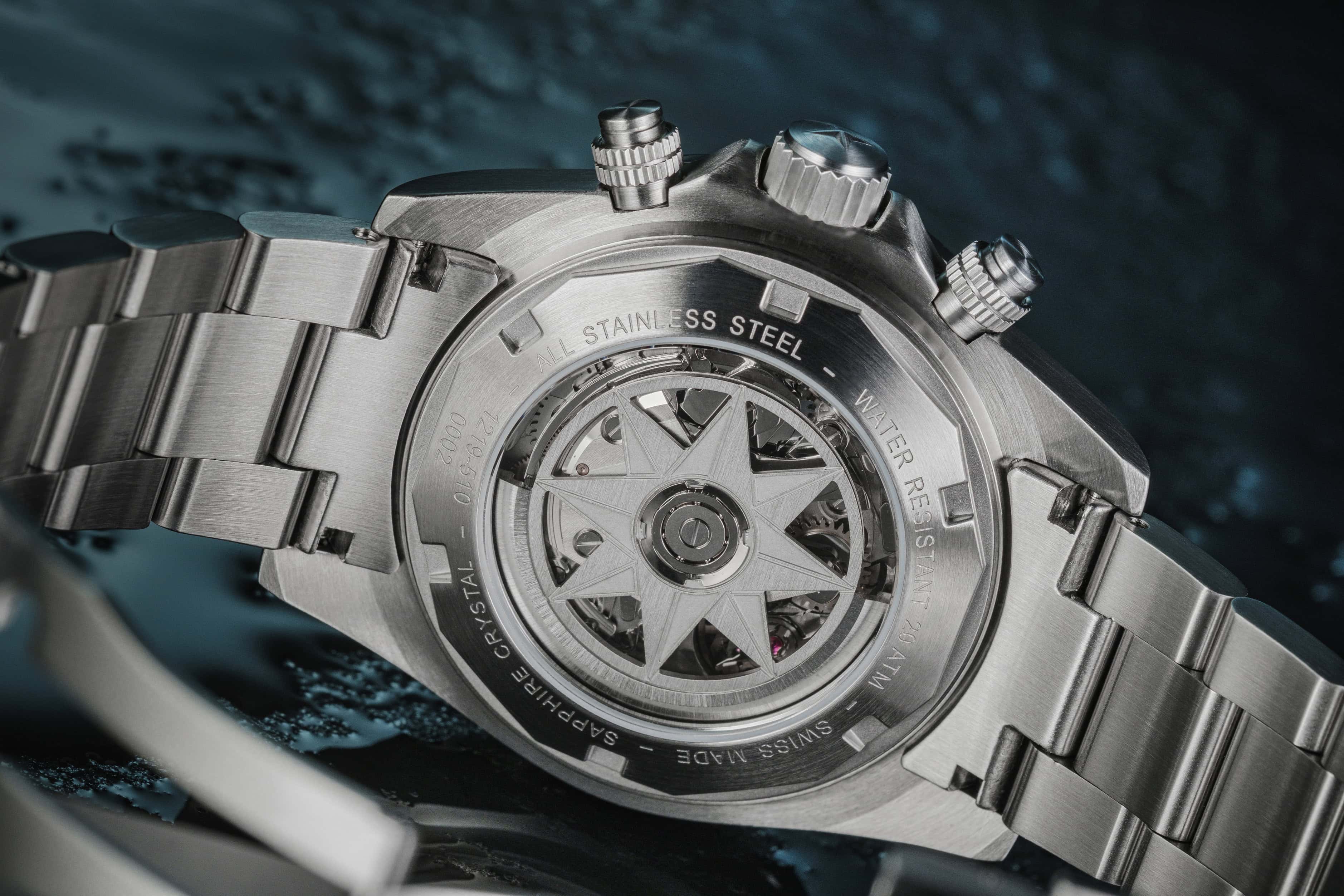 Ternos Professional Chronograph in Black Dial with TriaLink Bracelet Ref. 161.543.50 Chronograph Davosa USA Official Distributor. Prices are Final. Tax & duties included.