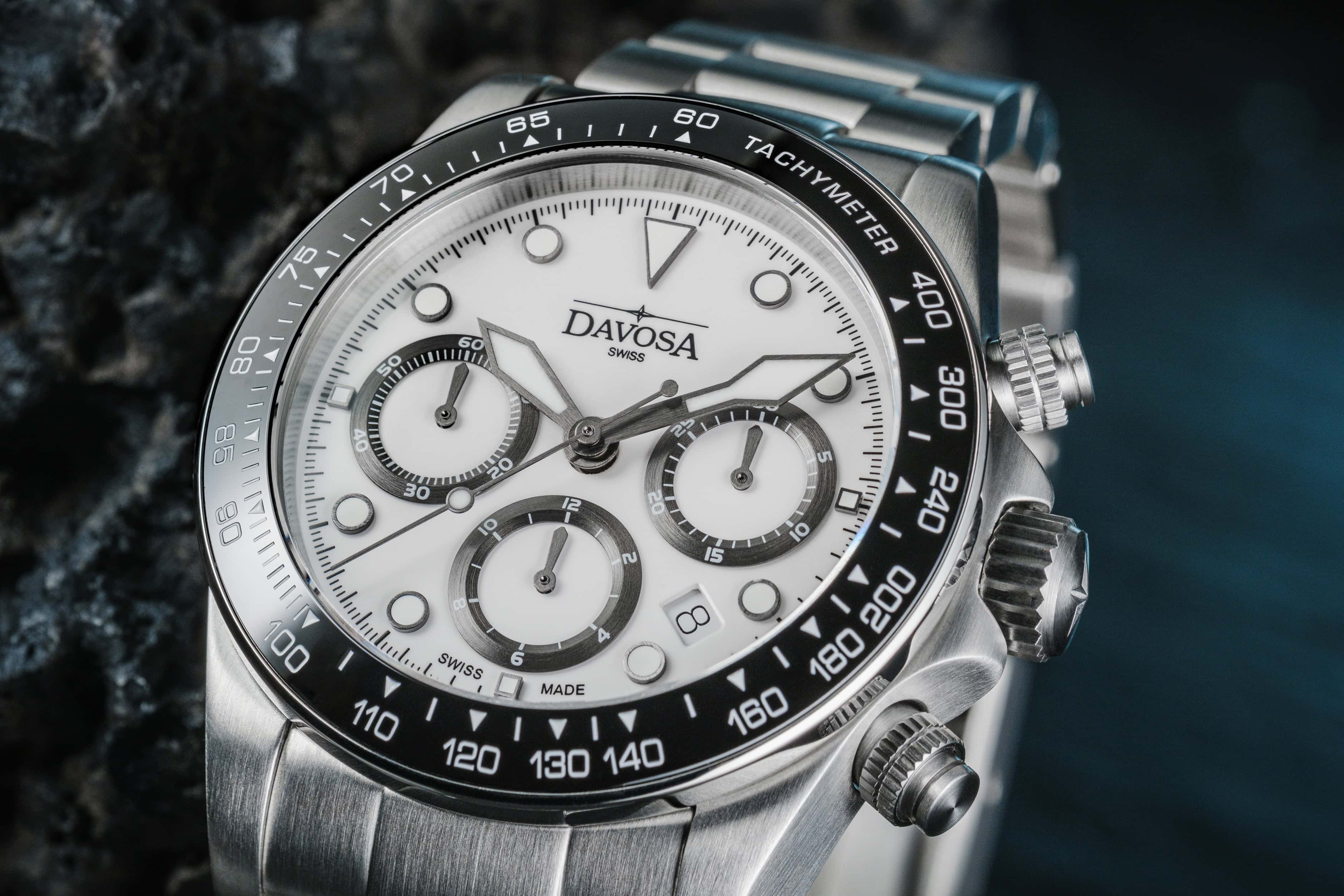 Ternos Professional Chronograph in White Dial with TriaLink Bracelet Ref. 161.543.20 Chronograph Davosa USA Official Distributor. Prices are Final. Tax & duties included.