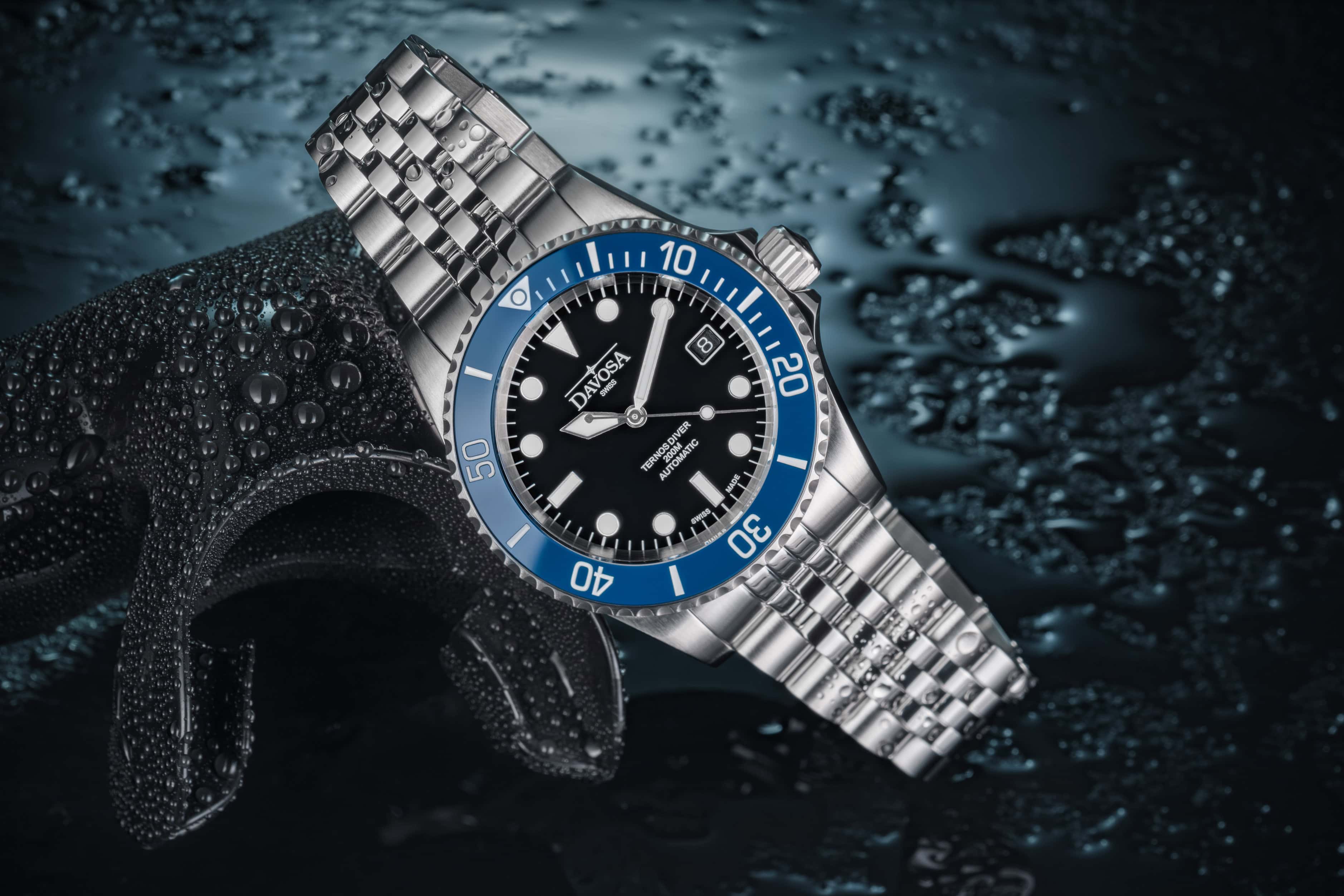 Ternos Diver Automatic 200m Swiss-Made Blue Unisex Diver Watch 161.550.04 No Loupe with Pentalink bracelet Diver Davosa USA Official Distributor. Prices are Final. Tax & duties included.