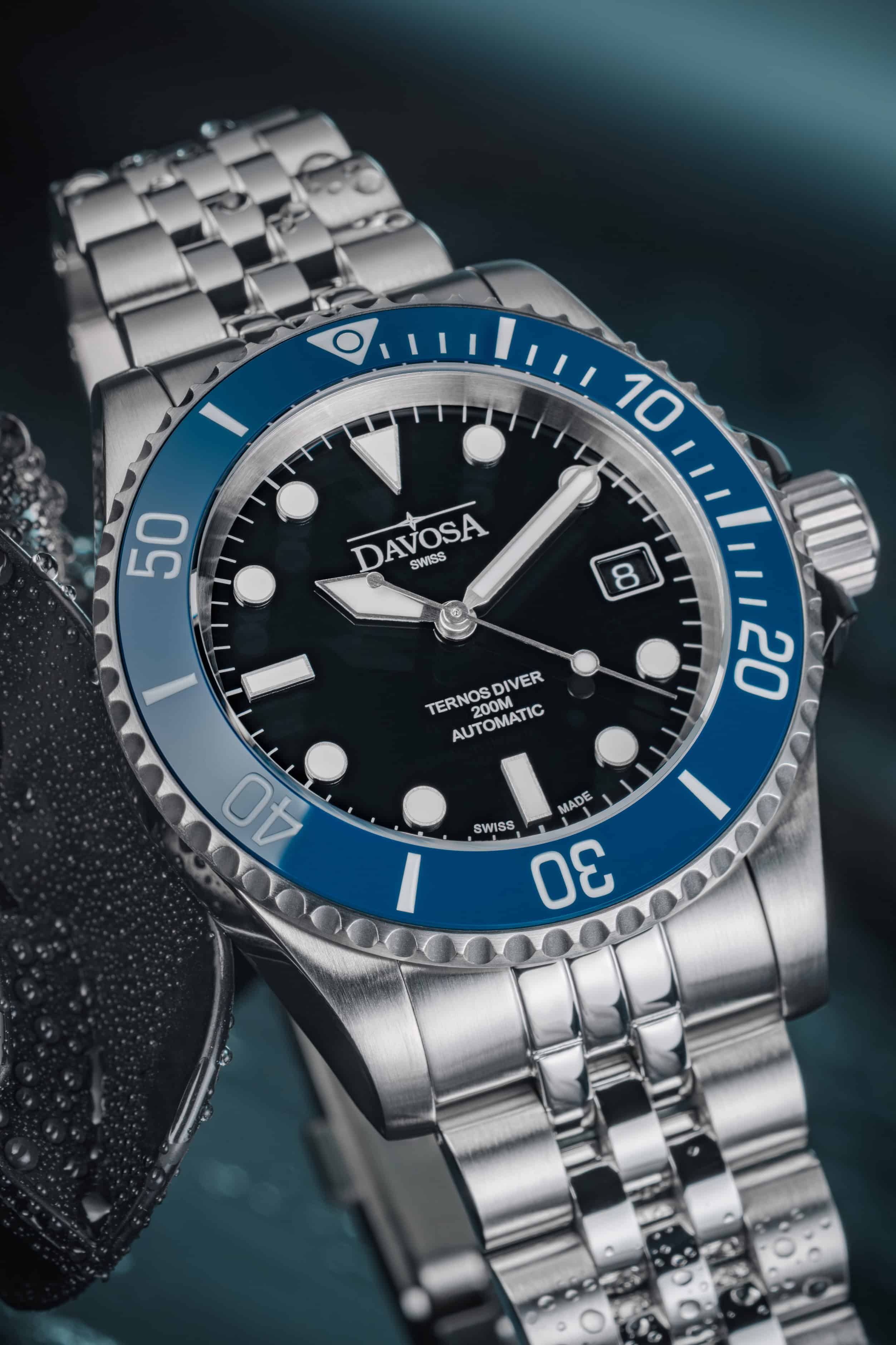 Ternos Diver Automatic 200m Swiss-Made Blue Unisex Diver Watch 161.550.04 No Loupe with Pentalink bracelet Diver Davosa USA Official Distributor. Prices are Final. Tax & duties included.