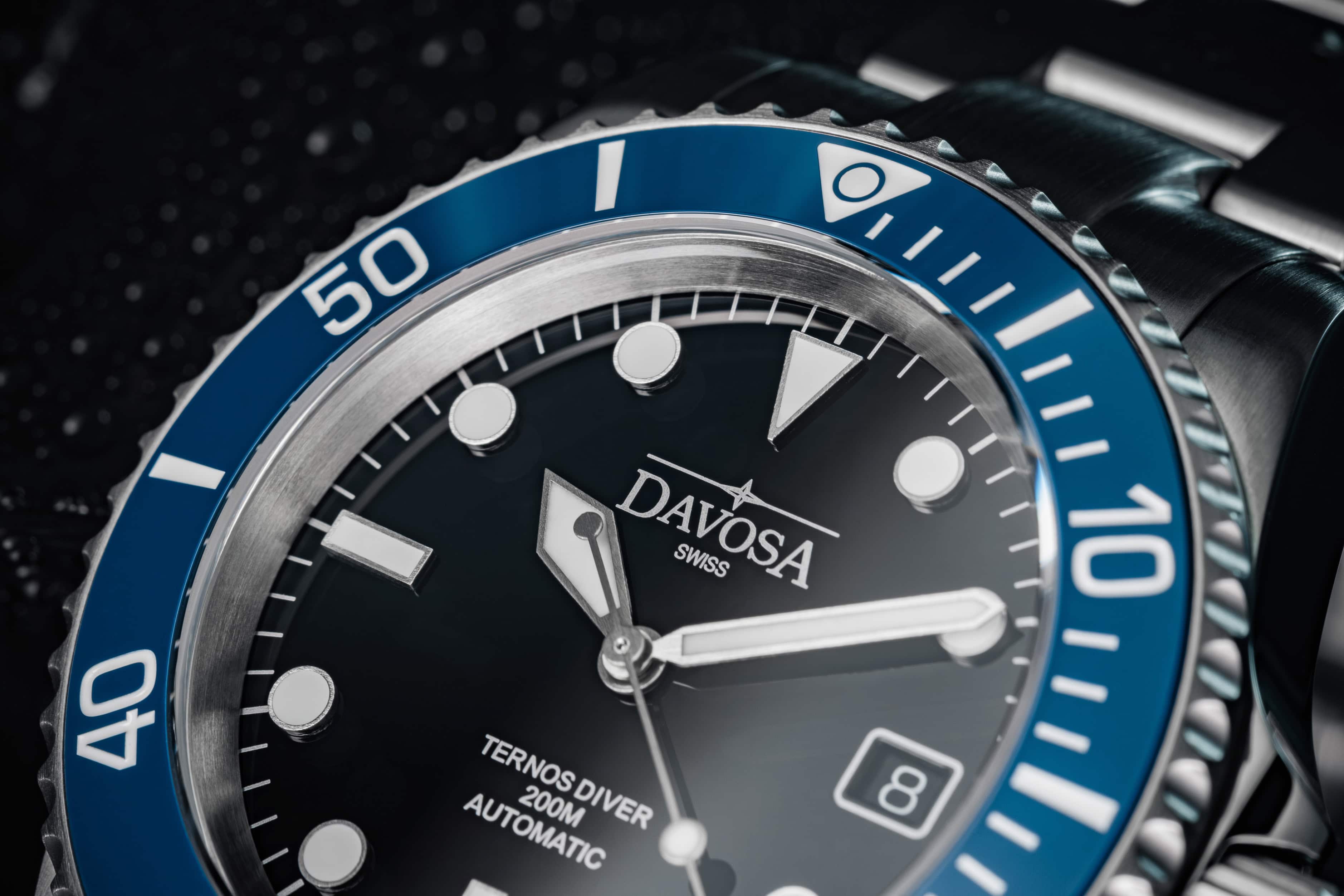 Ternos Diver Automatic 200m Swiss-Made Blue Unisex Diver Watch 161.550.04 No Loupe with Pentalink bracelet Diver Davosa USA Official Distributor. Prices are Final. Tax & duties included.