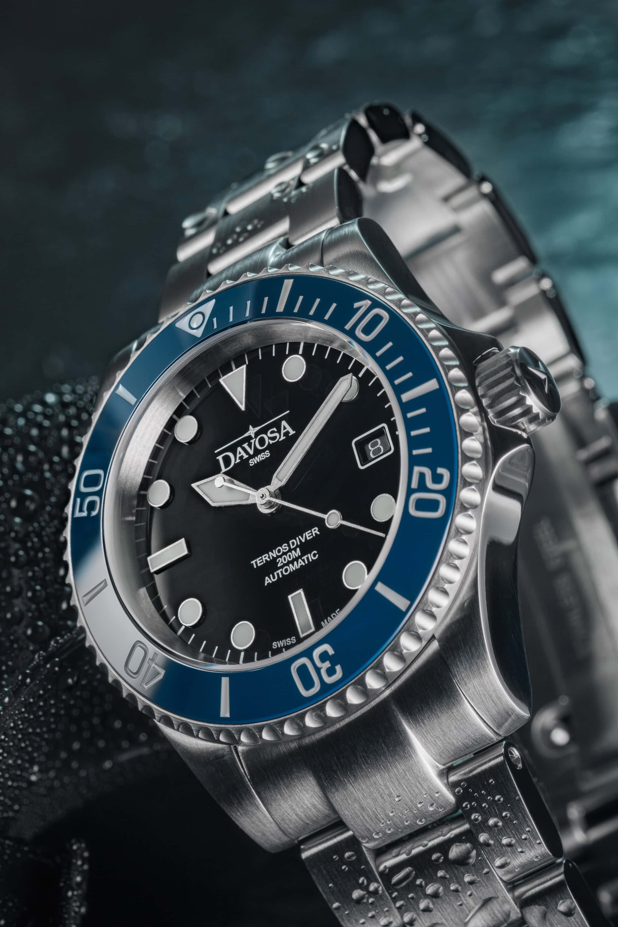 Ternos Diver Automatic 200m Swiss-Made Blue Unisex Diver Watch 161.550.40 No Loupe Diver Davosa USA Official Distributor. Prices are Final. Tax & duties included.