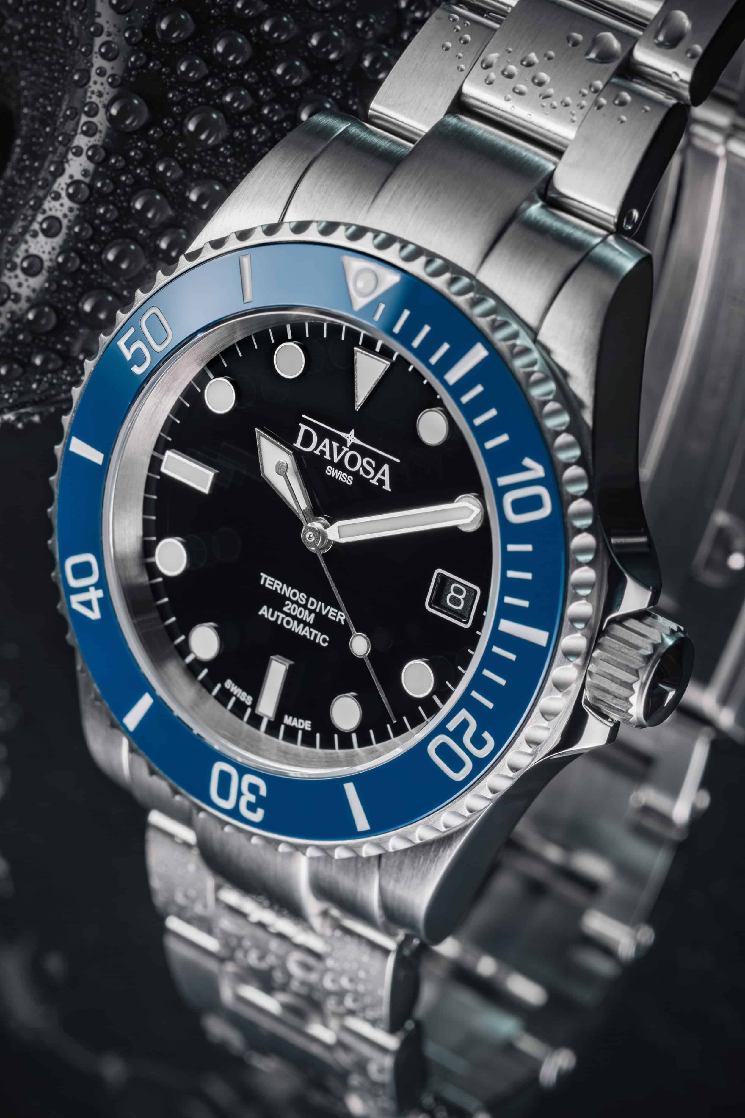 Ternos Diver Automatic 200m Swiss-Made Blue Unisex Diver Watch 161.550.40 No Loupe Diver Davosa USA Official Distributor. Prices are Final. Tax & duties included.