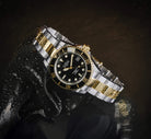 Ternos Diver Automatic Two-Tone 200m Swiss-Made Gold and Black Unisex Diver Watch 161.551.50 Without Loupe Diver Davosa USA Official Distributor. Prices are Final. Tax & duties included.