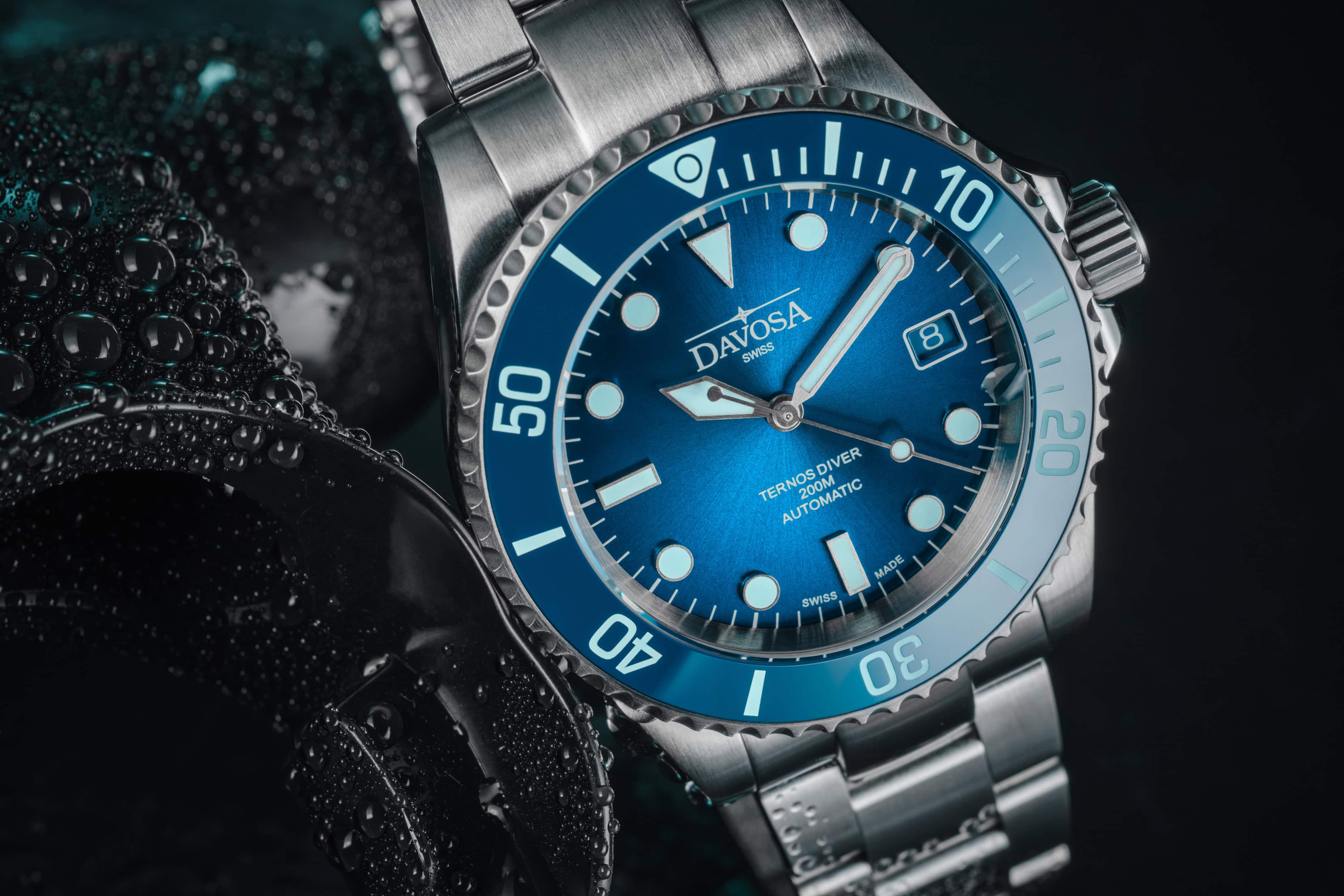 Ternos Diver "Blue Lagoon" Special Edition Automatic 40mm - Only 200 Pieces Worldwide - 161.554.40 with Trialink Watches Davosa USA Official Distributor. Prices are Final. Tax & duties included.