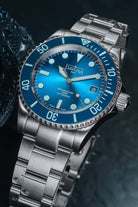 Ternos Diver "Blue Lagoon" Special Edition Automatic 40mm - Only 200 Pieces Worldwide - 161.554.40 with Trialink Watches Davosa USA Official Distributor. Prices are Final. Tax & duties included.