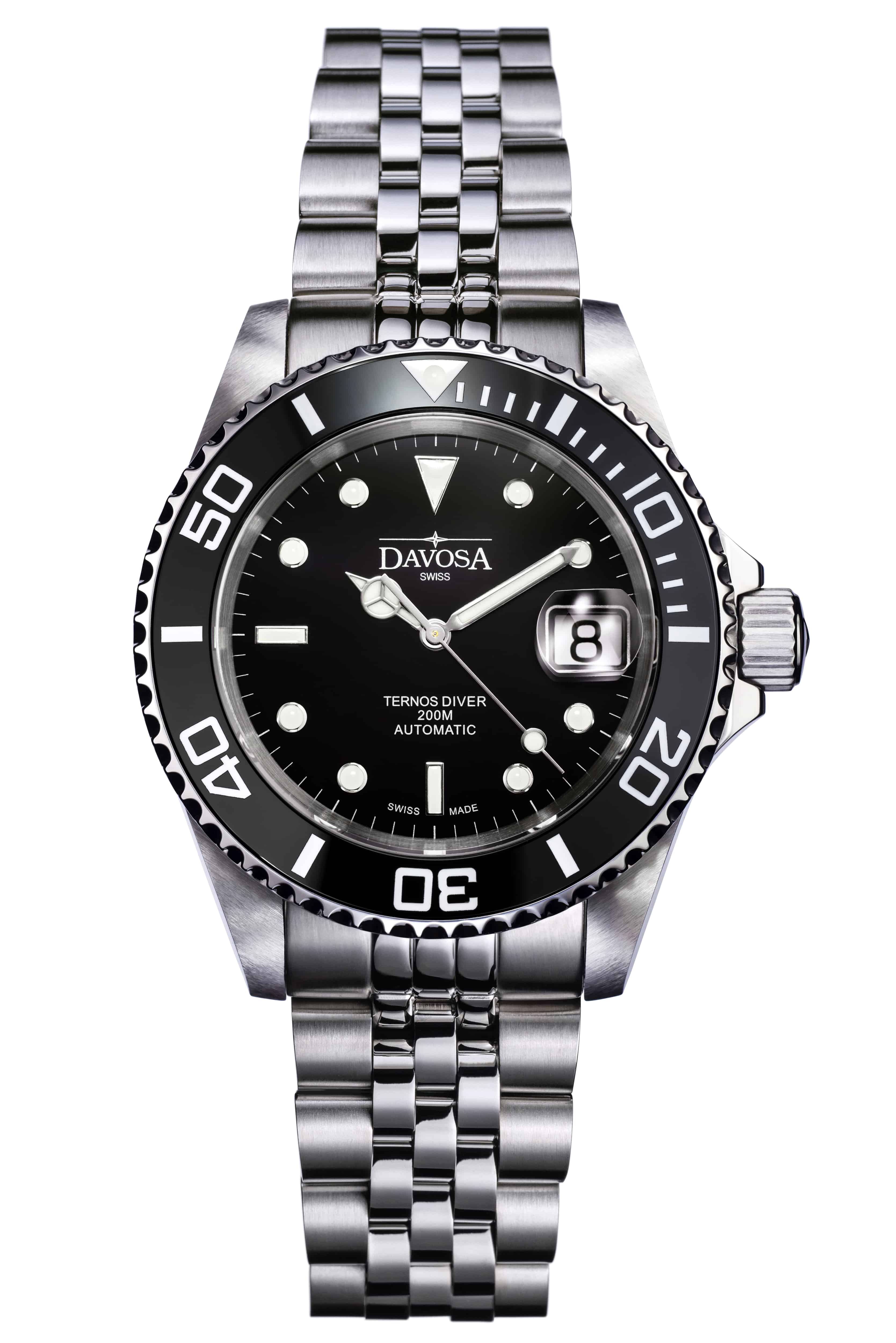 Ternos Ceramic Automatic Swiss-Made Black Diving Watch 16155505 Diver Davosa USA Official Distributor. Prices are Final. Tax & duties included.   