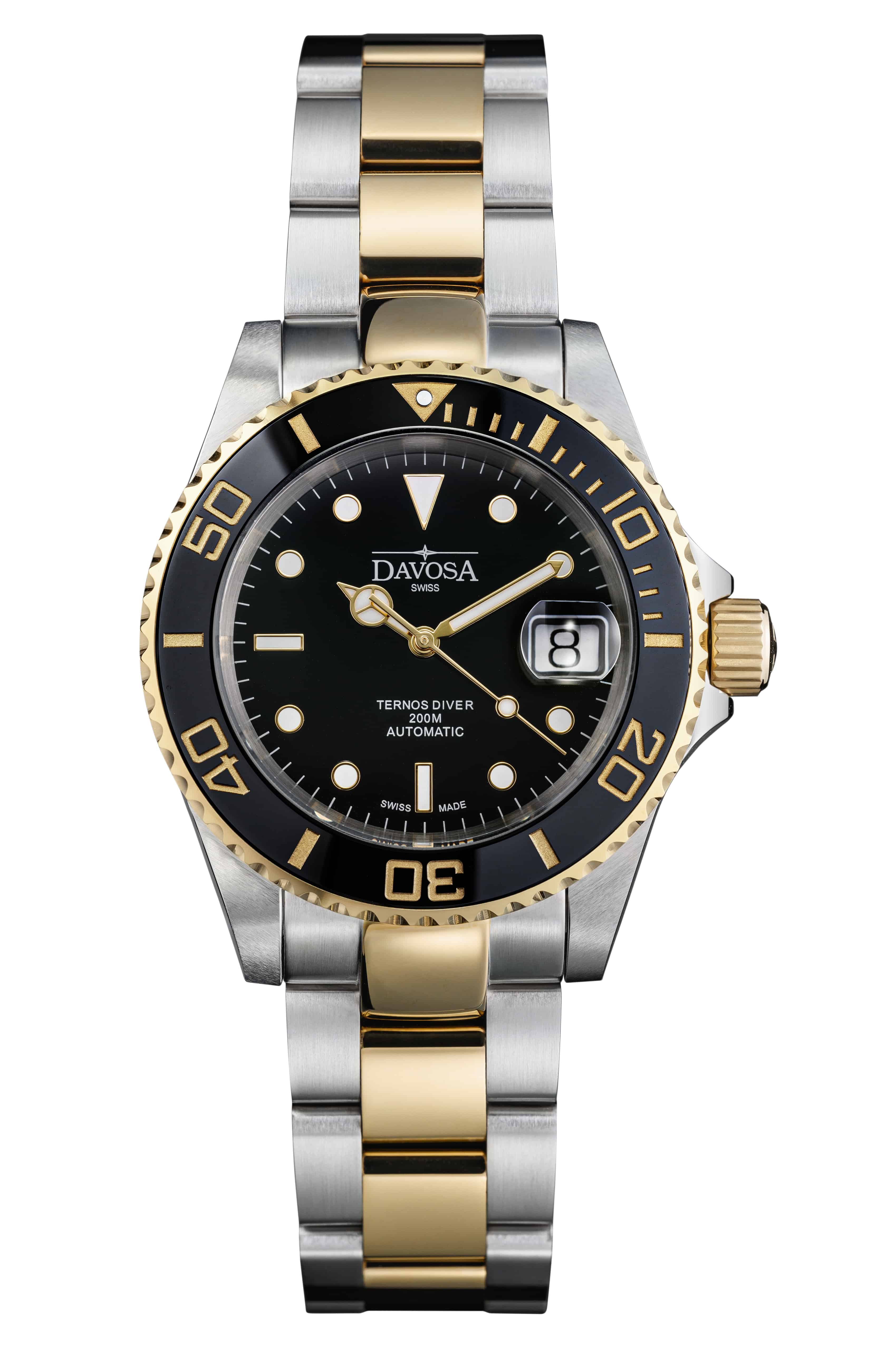 Ternos Ceramic Automatic Swiss-Made Black Gold Diving Watch 16155530 Diver Davosa USA Official Distributor. Prices are Final. Tax & duties included.